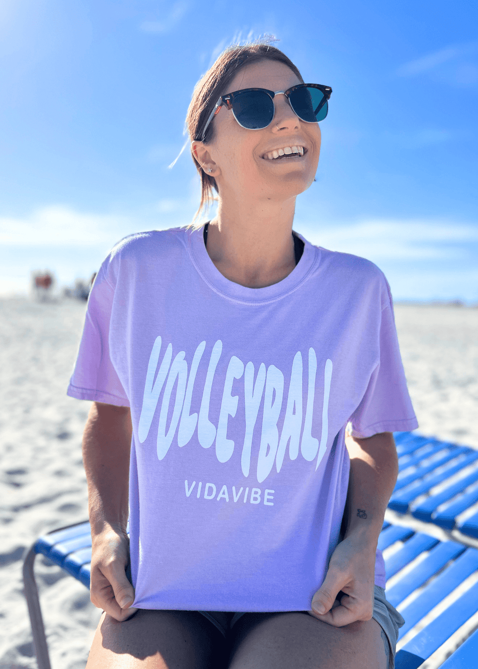 Lilac and White Volleyball Tee